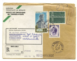 Monaco Letter Cover Posted Registered 1971 To Austria B230510 - Storia Postale