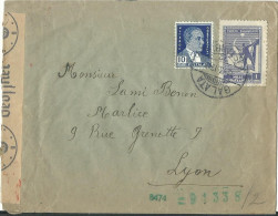 TURQUIE 11K SUR LETTRE DE GALATA ( ISTANBUL ) POUR LYON ( RHONE ) MARQUE DE CONTROLE CENSURE DE 1942 LETTRE COVER - Cartas & Documentos