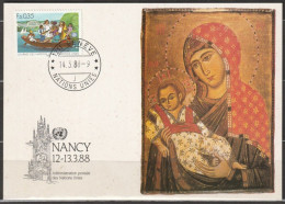 UNO Genf 1988 UNICEF Kunstkarte Sonderstempel NANCY' 88 MiNr.158  ( D 7040) - Lettres & Documents