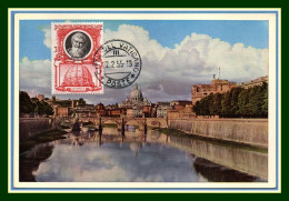 Carte Maximum Vatican Yv. N° 182 Pape 1954 PONT Bridge Brücke - Cartoline Maximum