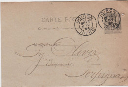 Entier 10c Sage Noir Sur Vert Storch G8 Repiquage F Guérimand Papeteries Voiron & Des Gorges Isère CAD Voiron 14 11 1894 - Cartes Postales Repiquages (avant 1995)