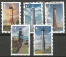 USA 2009 Gulf Coast LightHouses - Cpl 5v Set SC.#4409/13 - VFU - Bandes & Multiples