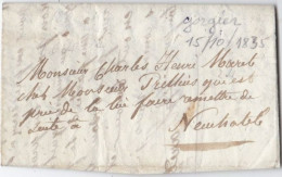 SUISSE : Lettre De Gorgier De 1835 Pour Neuchâtel - ...-1845 Prephilately