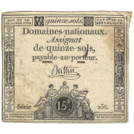 France, 15 Sols, 1793, Serie 236, TB+, KM:A69b, Lafaurie:166 - Assignate