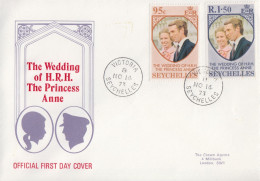 Enveloppe  FDC  1er   Jour   SEYCHELLES   Mariage  De  La  Princesse   ANNE   1973 - Seychelles (...-1976)