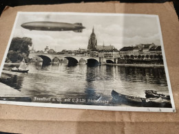 Rare Postcard Photocard Real Original Cepelin 1936 Frankfurt Stamp 5 Reich River Boat Bridge - Aviazione