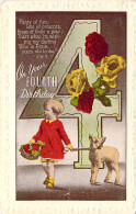 ENFANT - Illustration - Enfant Et Mouton - On Your 4th Birthday - Carte Postale Ancienne - Retratos