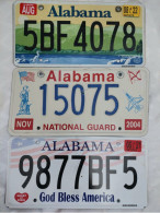 RARE ALABAMA 3 LICENSE PLATES NATIONAL GUARD~ GOD BLESS AMERICA - Nummerplaten