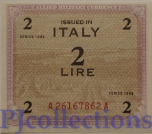 ITAIA - ITALY 2 LIRE 1943 PICK M11b UNC - 2. WK - Alliierte Besatzung