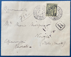 1906 MONACO Lettre Recommandée N°20 1FR Noir Sur Jaune Obl Dateur De Monte Carlo Pour L'ITALIE à Venise TTB - Covers & Documents