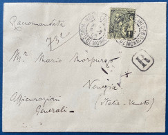 1906 MONACO Lettre Recommandée N°20 1FR Noir Sur Jaune Obl Dateur De Monte Carlo Pour L'ITALIE à Venise TTB - Briefe U. Dokumente