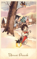 Illustration - Chats Dans La Neige - Carte Postale Ancienne - Chats