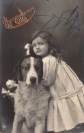 Portrait - Chien Et Petite Fille - Carte Postale Ancienne - Hunde