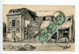 Delcampe - France 1926 Postcard Sin Le Noble - La Rue Nationale, WWI Damage; Scott 113 - 5c. Liberty, Equality, Fraternity X 3 - Sin Le Noble