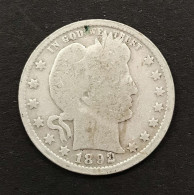 USA U.s.a. 1892 Quarto Di Dollaro Quarter Dollar Km#114 E.689 - 1892-1916: Barber