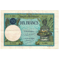 Billet, Madagascar, 10 Francs, 1937, KM:36, TB+ - Madagascar