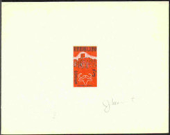 CHAD(1962) Buffalo. Die Proof In Red Signed By The Artist MIERMONT. 1st Anniversary Of Independence. Scott No 73,  - Tchad (1960-...)