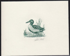 BELGIUM(1989) Northern Shoveler (Anas Clypeata). Die Proof In Dark Green Signed By The Engraver. Scott No 1323. - Prove E Ristampe