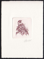 BELGIUM(1990) European Stonechat (Saxicola Rubicola). Die Proof In Brown Signed By The Engraver. Scott No 1223. - Essais & Réimpressions