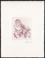 BELGIUM(1992) Common Redpoll (Acanthis Flammea). Die Proof In Violet-brown Signed By The Engraver. Scott No 1432. - Proeven & Herdruk