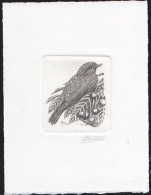 BELGIUM(1992) Eurasian Blackbird (Turdus Merula). Die Proof In Black Signed By The Engraver. Scott No 1433.  - Probe- Und Nachdrucke