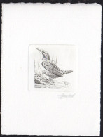 BELGIUM(1992) White-throated Dipper (Cinclus Cinclus). Die Proof In Black Signed By The Engraver. Scott No 1440. - Proeven & Herdruk