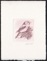 BELGIUM(1992) European Greenfinch (Chloris Chloris). Die Proof In Violet-brown Signed By The Engraver. Scott 1444 - Probe- Und Nachdrucke