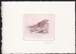 BELGIUM(1998) Fieldfare (Turdus Pilaris). Die Proof In Violet-brown Signed By The Engraver. Scott No 1715. - Proeven & Herdruk