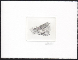 BELGIUM(2000) Fieldfare (Turdus Pilaris). Die Proof In Black Signed By The Engrave.r Scott No 1839.  - Essais & Réimpressions