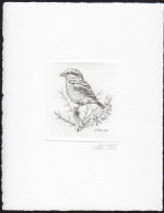 BELGIUM(2001) Great Grey Shrike (Lanius Excubitor). Die Proof In Black Signed By The Engraver. Scott No 1837. - Essais & Réimpressions