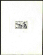 FRENCH WEST AFRICA(1947) Bamako Dike. Die Proof In Black Signed By The Engraver MUNIER. Scott No 37, Yvert No 24. - Otros & Sin Clasificación