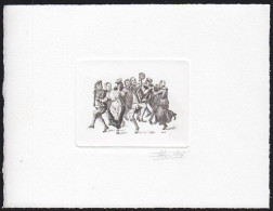 BELGIUM(1990) Dancers. Die Proof In Black Signed By The Engraver, Representing The FDC Cachet. Scott No 1391. - Essais & Réimpressions