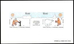 F.S.A.T.(1991) Explorer. Penguin. Polar Bear. Deluxe Sheet. Scott Nos C119-20, Yvert Nos PA119-20. - Ongetande, Proeven & Plaatfouten