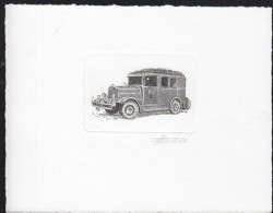 BELGIUM(1992) Old Fire Truck. Die Proof In Black Signed By The Engraver, Representing The FDC Cachet. Scott No 1426 - Prove E Ristampe