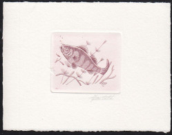 BELGIUM(1990) European Perch (Perca Fluviatis). Die Proof In Violet Signed By The Engraver Scott No 1383. - Probe- Und Nachdrucke
