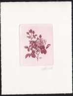 BELGIUM(1989) Centfeuille Unique Melée De Rouge Rose. Die Proof In Violet Signed By The Engraver. Scott No B1081. - Probe- Und Nachdrucke