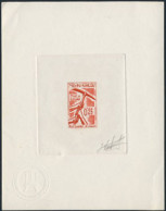 MOROCCO(1967) Hands Holding Pickax. Die Proof In Red Signed By The Engraver DANDINE. Scott No 159, Yvert No 525. - Maroc (1956-...)