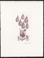 BELGIUM(1974) Drops Of Blood. Flower. Die Proof In Black Signed By The Engraver. Scott No B912. - Probe- Und Nachdrucke