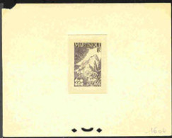 MARTINIQUE(1947) Mont Carbet. Trial Color Die Proof In Black With Color Code Penciled In Margin. Yvert 241. Scott 232 - Otros & Sin Clasificación