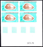 AFARS & ISSAS(1976) Cypraea Exhusta. Marine Animals. Imperforate Corner Block Of 4. Scott No 387, Yvert No 423. - Autres & Non Classés