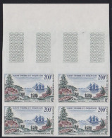 ST. PIERRE & MIQUELON(1963) Sailing Ship. Arrival Of 1st Governor. Imperforate Block Of 4. Scott No C27, Yvert No PA30 - Imperforates, Proofs & Errors