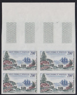 ST. PIERRE & MIQUELON(1963) Sailing Ship. Arrival Of 1st Governor. Imperforate Block Of 4. Scott No C27, Yvert No PA30 - Ongetande, Proeven & Plaatfouten