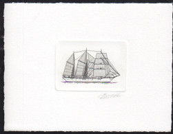 BELGIUM(1995) Sailing Ship Mercator. Die Proof In Black Signed By The Engraver. Scott No 1590.  - Ensayos & Reimpresiones