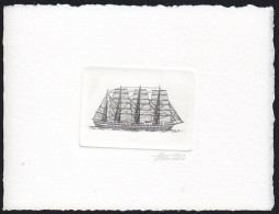 BELGIUM(1995) Sailing Ship Kruzenstern. Die Proof In Black Signed By The Engraver. Scott No 1591.  - Proeven & Herdruk