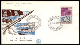 F.S.A.T.(1968) Launching Of First Space Rocket From Terre Adélie. Southern Lights. FDC With Cachet. Scott 29, Yvert 23. - Ongetande, Proeven & Plaatfouten