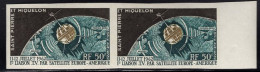 ST. PIERRE & MIQUELON(1962) Telstar Satellite. Imperforate Pair. Scott No C26, Yvert No PA29. - Non Dentelés, épreuves & Variétés