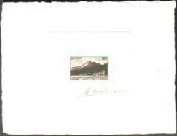 MARTINIQUE(1947) Mt. Pelée. Die Proof In Black Signed By The Engraver BARLANGUE. Scott No 227, Yvert No 236. - Andere & Zonder Classificatie