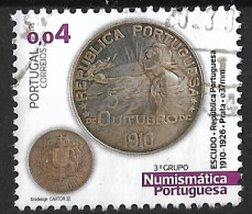 Portugal – 2022 Coins 0,04 Used Stamp - Usados