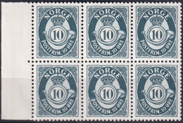 NORWEGEN 1950 Mi-Nr. 356 6er Block ** MNH - Unused Stamps
