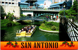 Texas San Antonio Riverwalk Showing Riverboat Taxi - San Antonio
